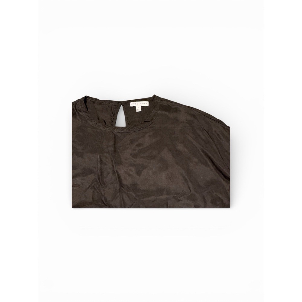 miou muse Short Sleeve Buttery Soft Boxy Slightly Crop Top Black Size Small - Picture 5 of 10